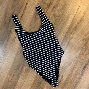 Aerie Striped High Leg One Piece